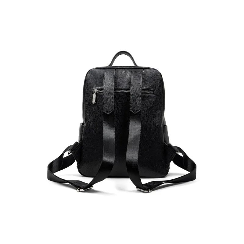 Teenmix Top Grain Cow Leather Backpack Travel Bag Trumpets Women's Black/Ecru-12