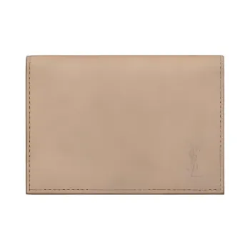 SAINT LAURENT Calfskin Wallet, Card Holder Men's Dark Beige