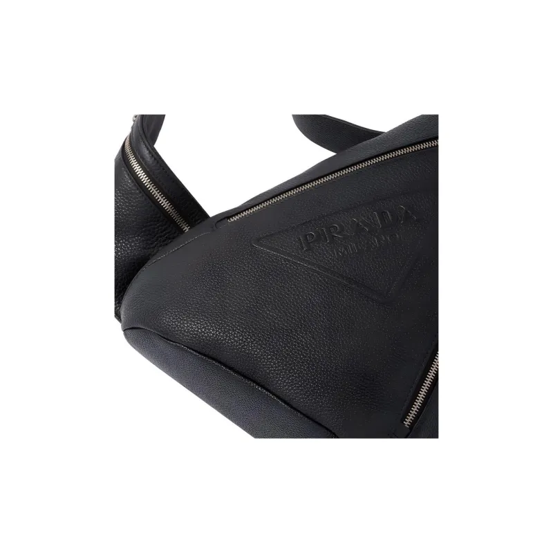 PRADA Cross Leather Crossbody Bag, Shoulder Bag Men's Black-4