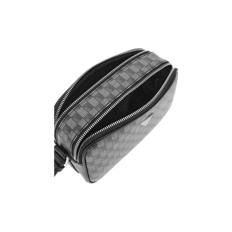 GUESS Recycled Saffiano Artificial Leather Shoulder Bag Crossbody Bag Regular Men's Black Floral Pattern-2