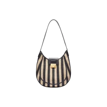3.1 Phillip Lim Pashli Raffia Vagabond Bag Handbag Shoulder Bag Women's White & Black