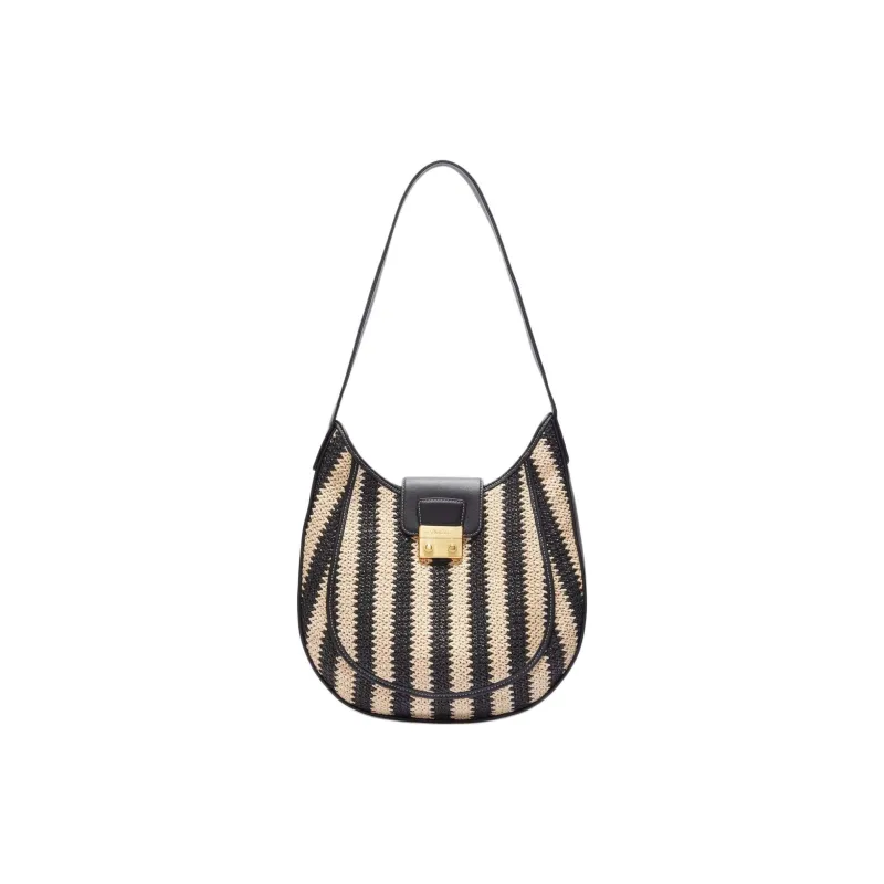 3.1 Phillip Lim Pashli Raffia Vagabond Bag Handbag Shoulder Bag Women's White & Black-0