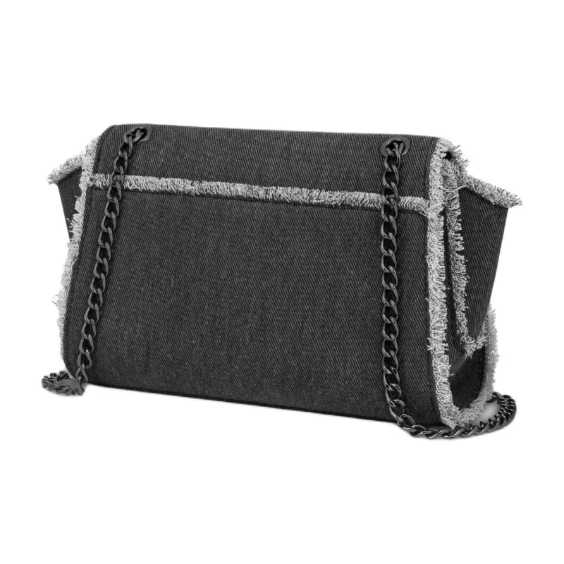 LOVE MOSCHINO Cotton Shoulder Bag, Crossbody Bag Women's Black & Gray-3