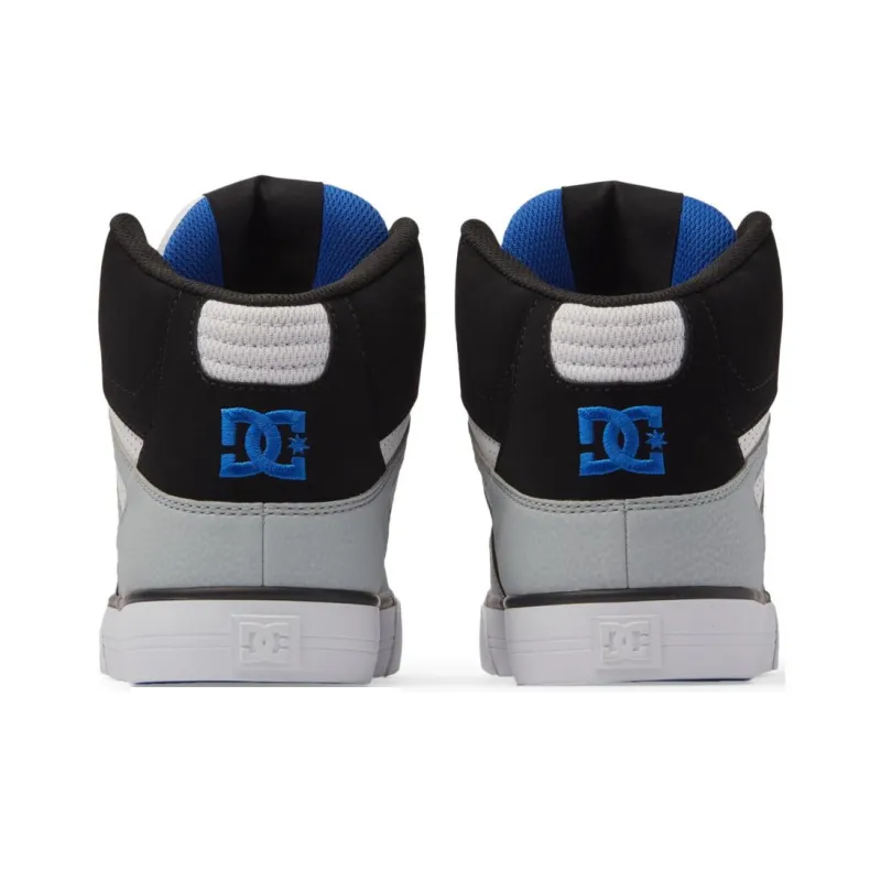 DC Shoes Pure SE Slip Resistant High Top Skateboard Shoes Men's Black White Blue-4