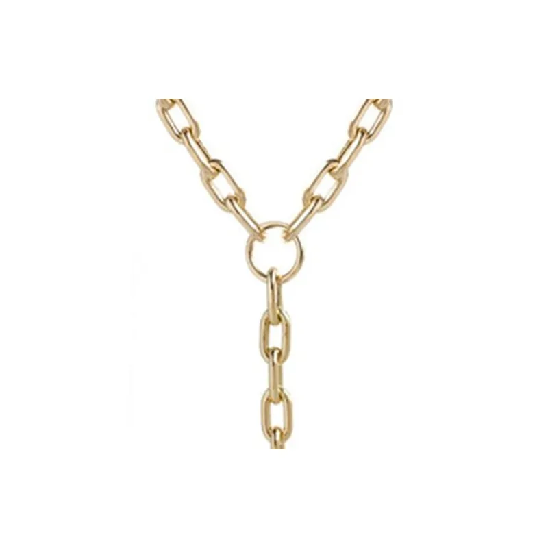 Zoë Chicco 14K Gold Medium Square Oval Link Faux Toggle Lariat Necklace-1