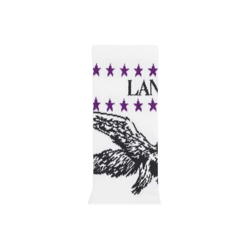 Lanvin X Future Logo Socks 'White Mustang/Black'-2