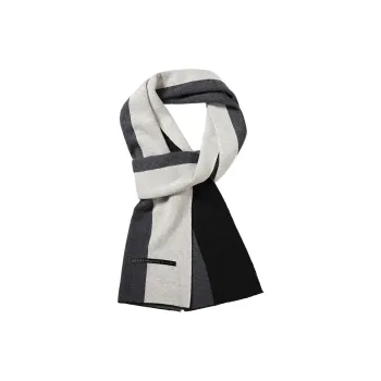 15 MINS Wool Knit Scarves Unisex Black Gray Beige