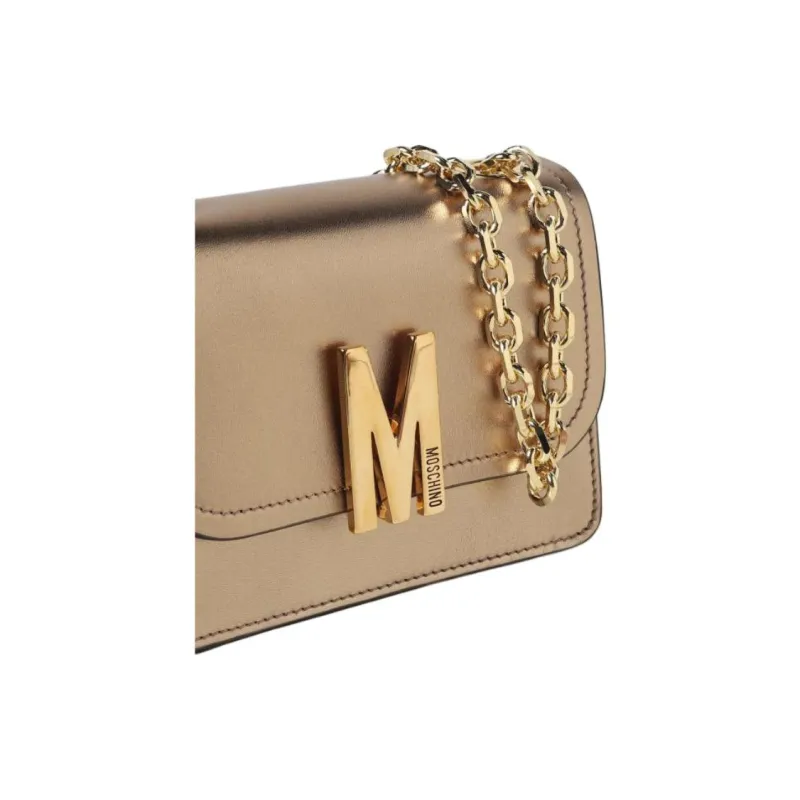 MOSCHINO Logo Plaque Metallic Shoulder Bag-2