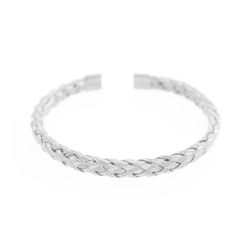 KING OF BLING Titanium Steel Bangles Unisex Silver-1