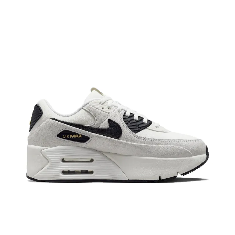 Nike Air Max 90 LV8 White Metallic Gold Black Women's-1