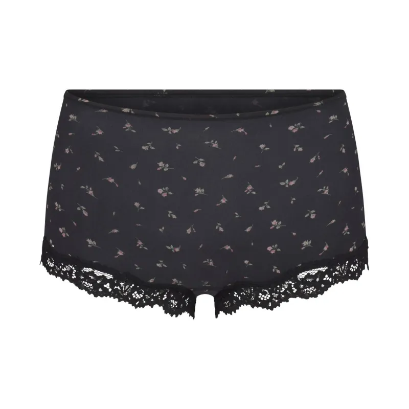 SKIMS FW24 FITS EVERYBODY LACE BOY SHORT Boxer Shorts Women's ONYX ROSEBUD PRINT/Agate Rose Lily Print-0