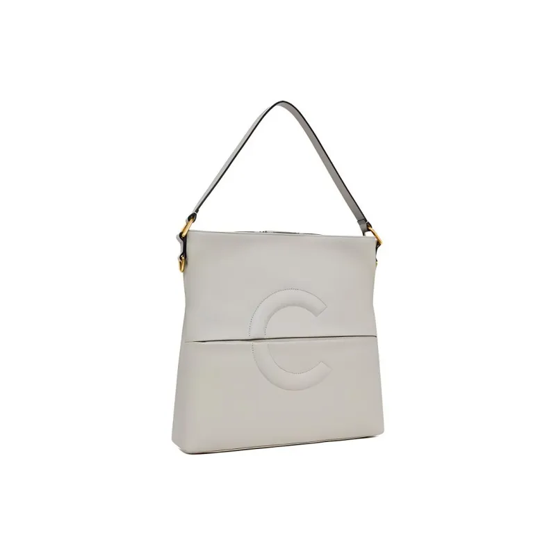 COCCINELLE Cow Leather Tote Bag Shopping Bag Handbag Shoulder Bags Women's Light Gray-1