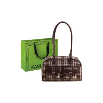 KARUISHA Woolen Shoulder Bag Women's Coffee/Black/Red