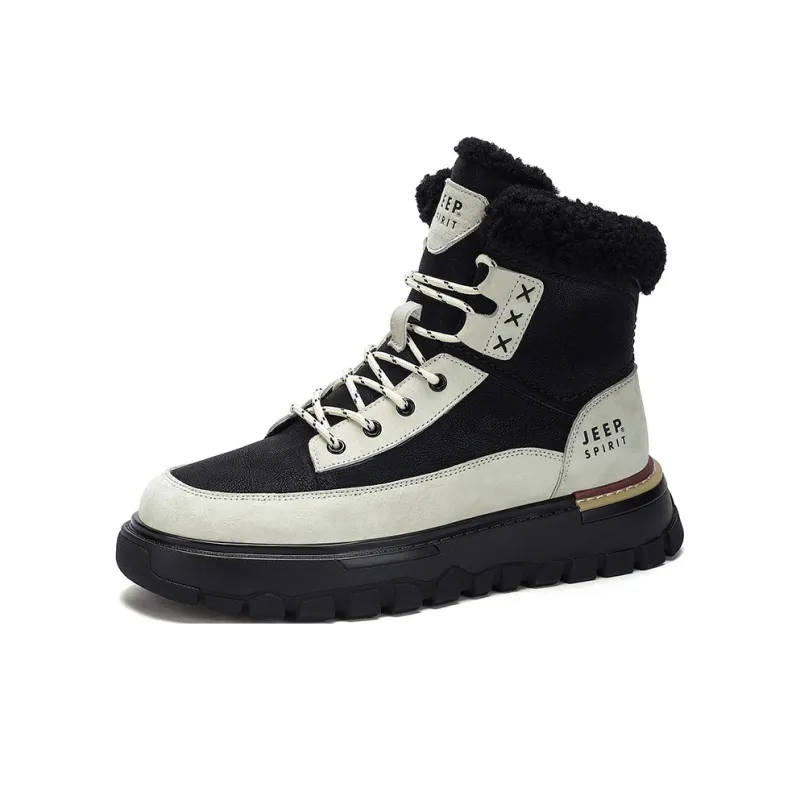 JEEP SPIRIT Thermal Abrasion Resistant Slip Resistant Knee High Snow Boots Men's Graphite Black-2