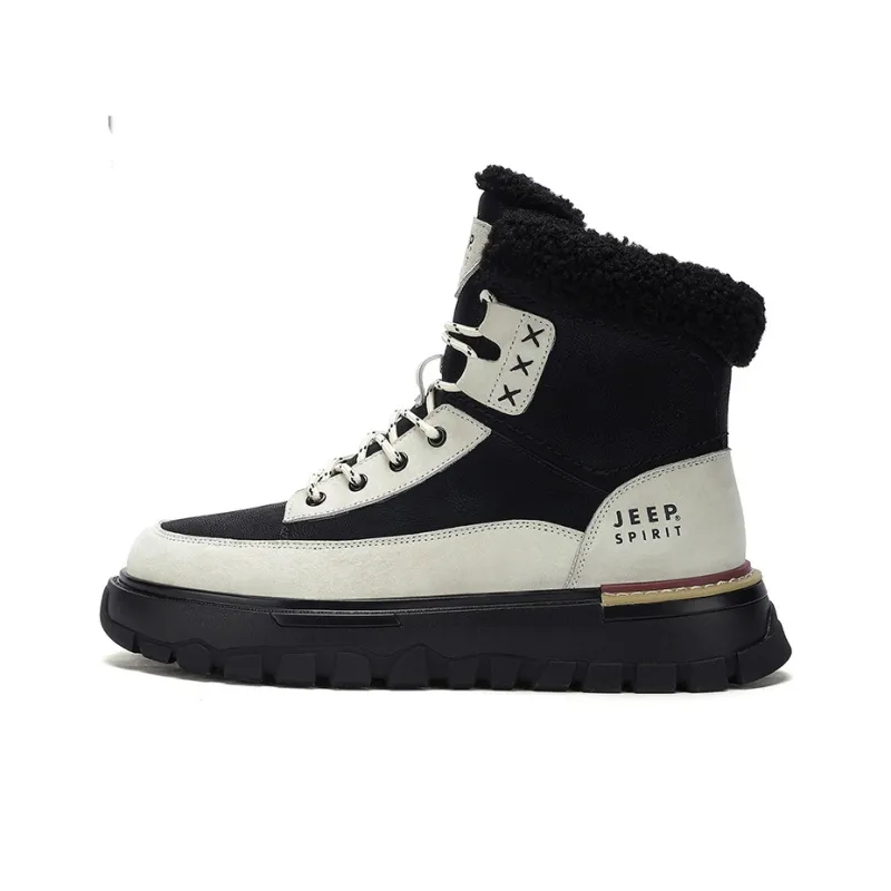 JEEP SPIRIT Thermal Abrasion Resistant Slip Resistant Knee High Snow Boots Men's Graphite Black-0