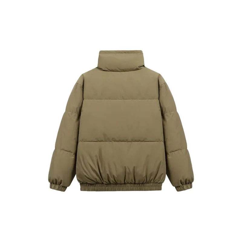 Mizuno Puffer Jacket Unisex Khaki With Necklace-2
