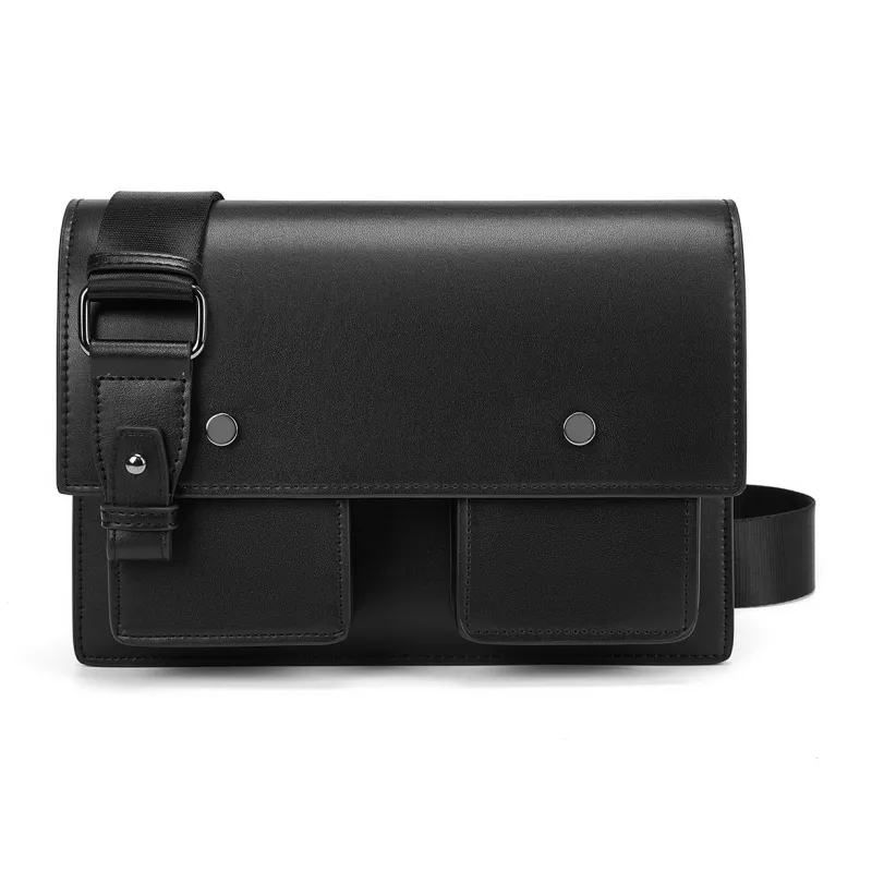 Yawei Kuroda PU Messenger Bag One Shoulder, Crossbody Style Unisex Black-1
