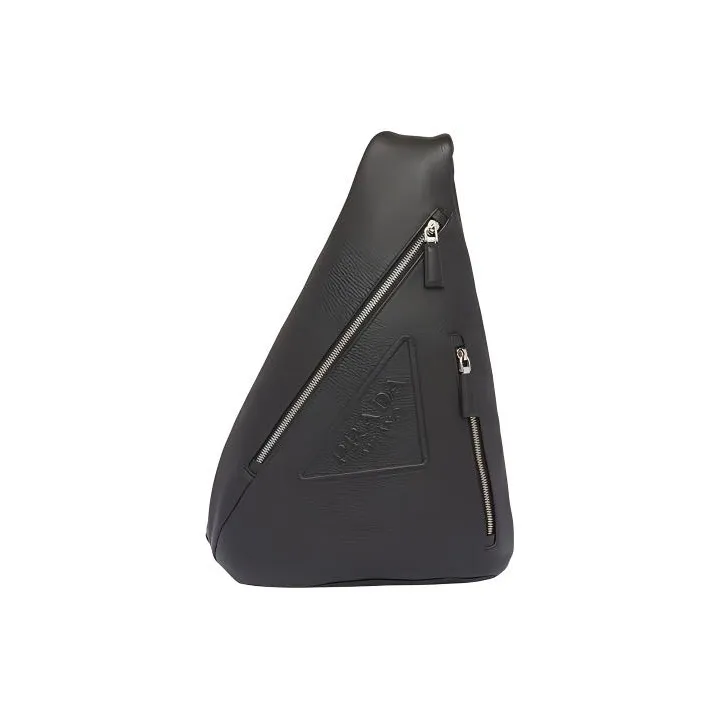 PRADA Cross Leather Crossbody Bag, Shoulder Bag Men's Black-0