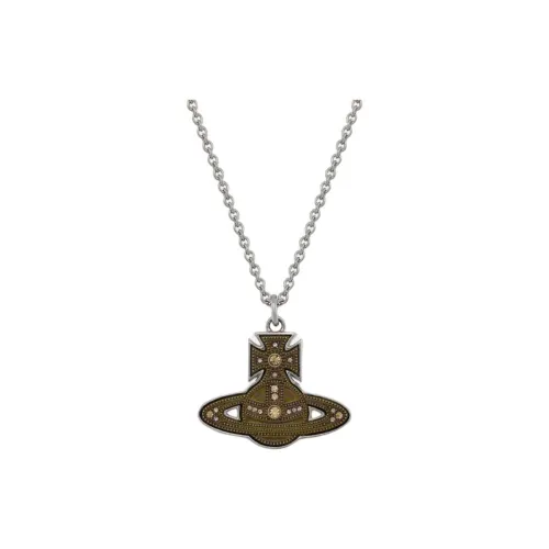 Vivienne Westwood Oxidized Brass, Silver Plated, Crystal, Platinum Necklaces Unisex Silver