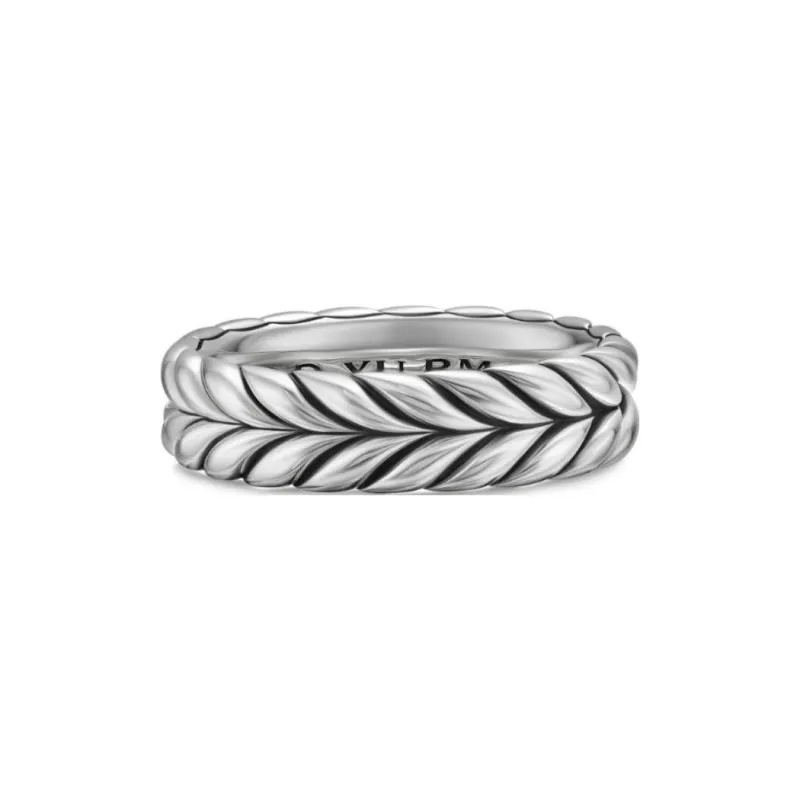 David Yurman Sterling Silver Chevron Band Ring 6.2mm-3
