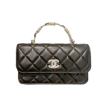 CHANEL WOC Lambskin Cell Phone Pouch Flap Bag Shoulder Bag Crossbody Bag Mini Women's Black