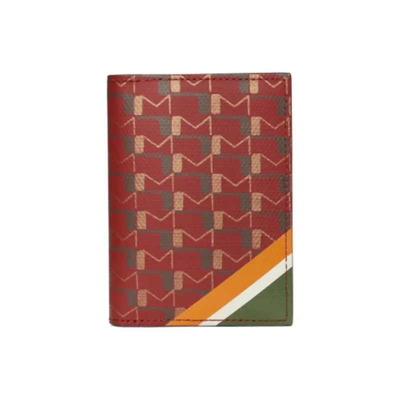 Moynat Canvas And Striped Jacquard Printing Card Holder Men's Red/Green/Orange-0