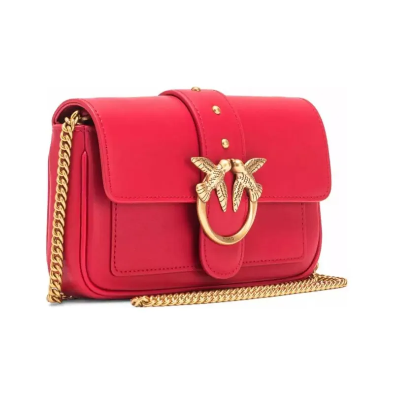 PINKO Cow Leather Crossbody Bag Shoulder Bag Women's Red-2