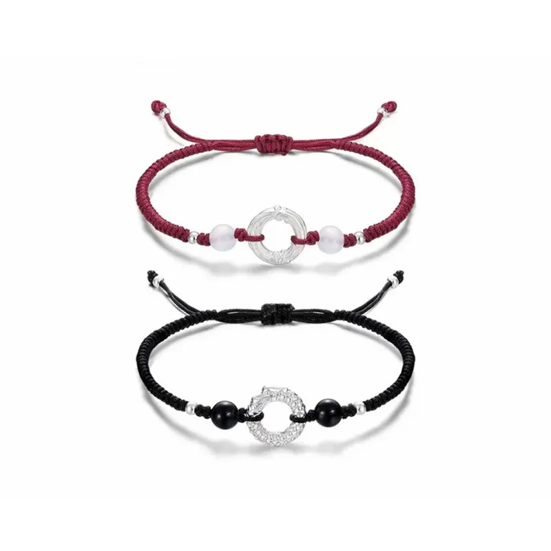 Muyan S999 Fine Silver Auspicious Dragon And Phoenix Bracelet Unisex-2