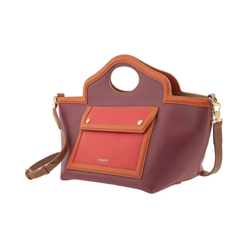 Burberry Leather Tote Bag Shopping Bag Shoulder Bag Crossbody Bag Handbag Regular Women's Pomegranate Red-2