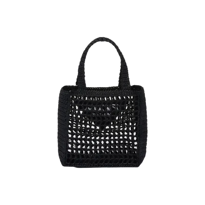 PRADA Raffia One Shoulder Handbag Women's Black-2