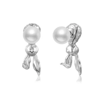 KING OF BLING Alloy, Faux Pearl Stud Earrings Unisex Year Of The Snake Good Luck