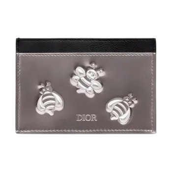 DIOR KAWS Collaboration Calfskin Card Holder Men's Black/Silver