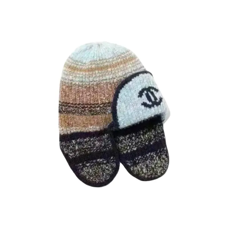 CHANEL Knitted Fabric Hats & Caps Women's Brown-1