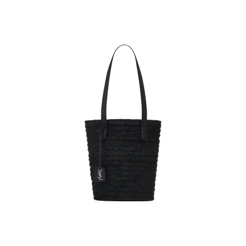 SAINT LAURENT Leather Bucket Bag Tote Bag Shopping Bag Shoulder Bag Handbag Small Size Women's Black