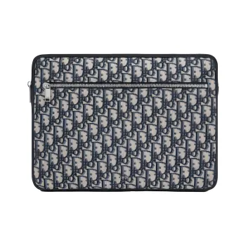DIOR Canvas Bag Clutch Laptop Bag Unisex Black/White