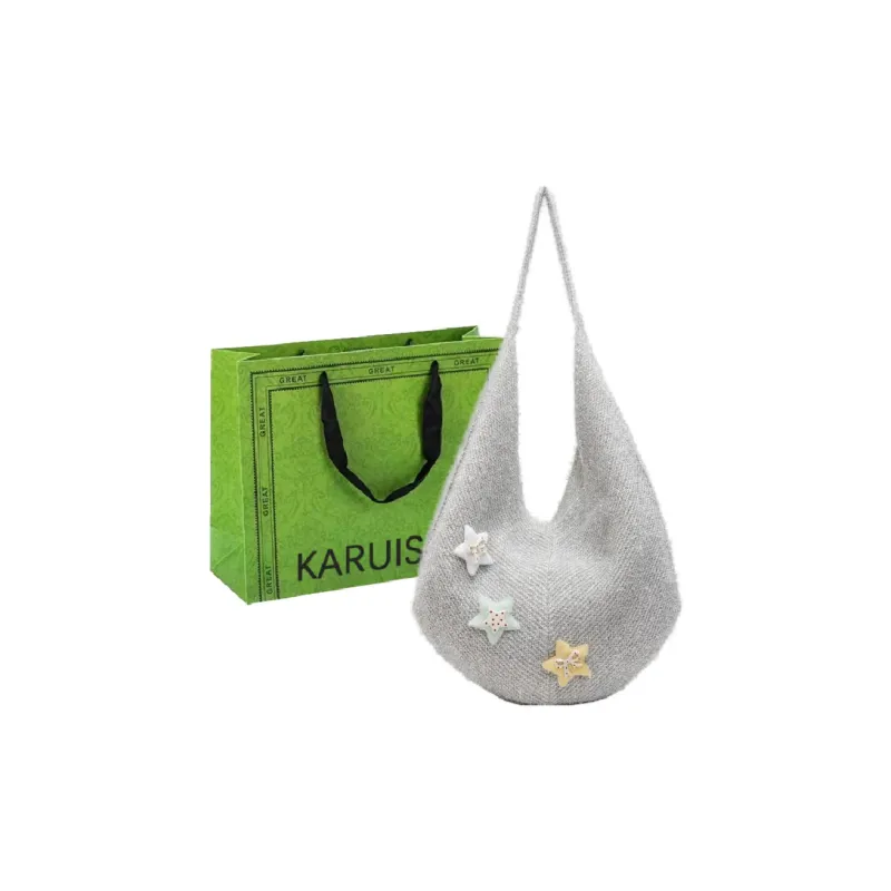 KARUISHA Knitted Fabric Shoulder Bag Crossbody Bag Women's Black Gray Green Silver-12