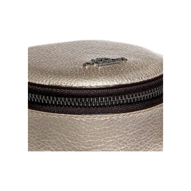 COACH Jewelry Bo Eggstone Grain Leather Jewelry Box Storage Bag Mini Women's Platinum-3