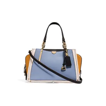 COACH Dreamer Leather Shoulder Bag Crossbody Bag Handbag Large Size Women's Yellow Blue Multicolor