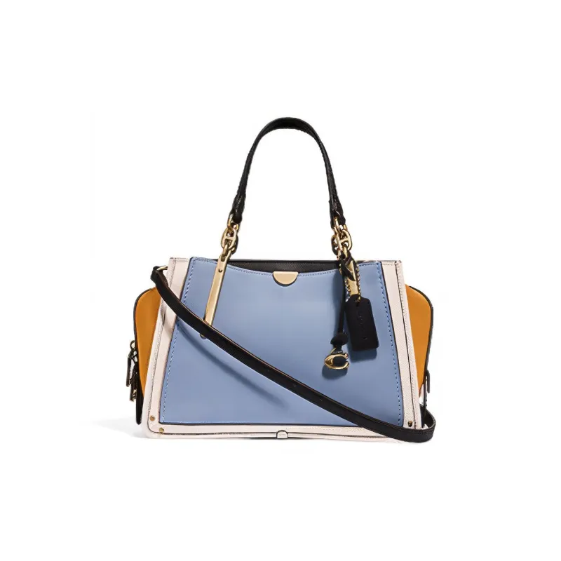 COACH Dreamer Leather Shoulder Bag Crossbody Bag Handbag Large Size Women's Yellow Blue Multicolor-0