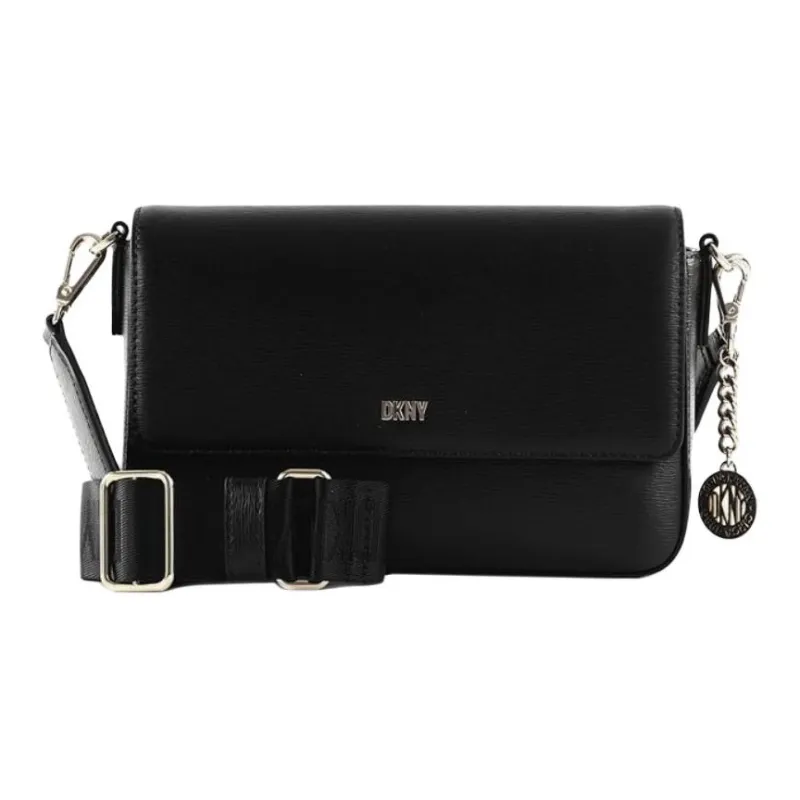DKNY Cow Leather Crossbody Bag Shoulder Bag Medium Size Women's Black-2