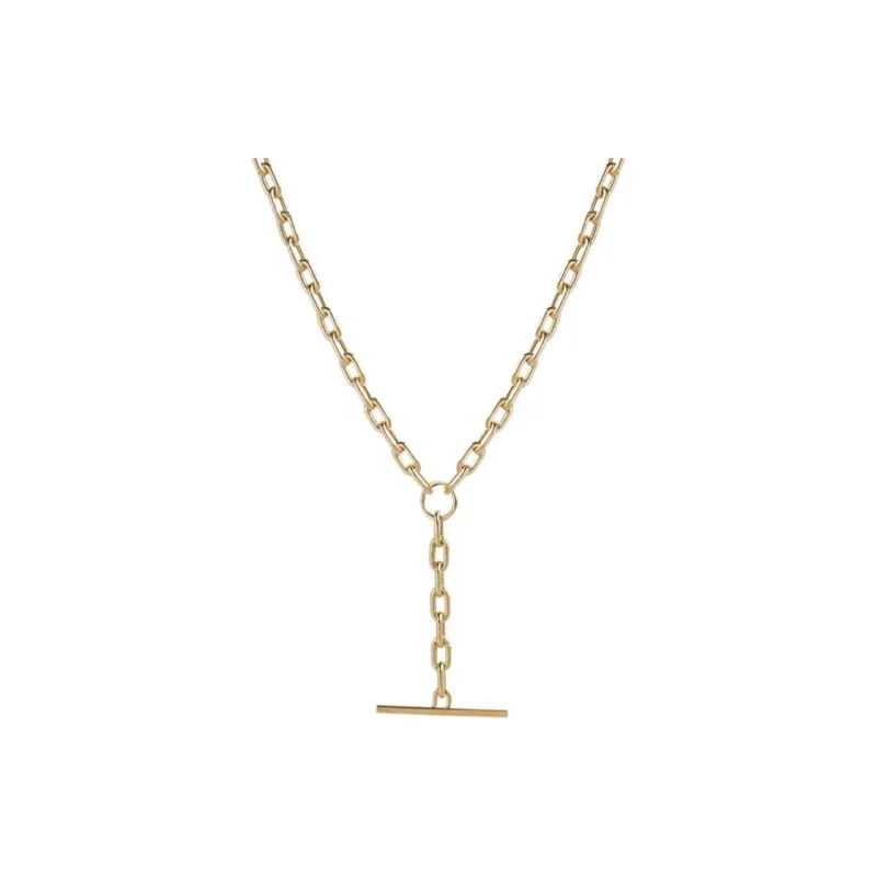Zoë Chicco 14K Gold Medium Square Oval Link Faux Toggle Lariat Necklace-0