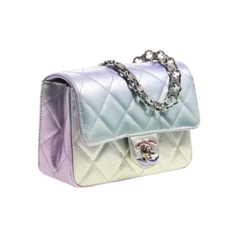 CHANEL Classic Flap CF Calfskin Flap Bag, Shoulder Bag, Crossbody Bag Women's Iridescent Pearlescent Gradient-1
