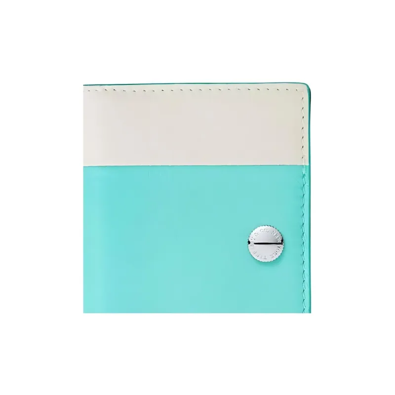 TIFFANY & CO. Grained Calfskin Card Holder Women's Beige With Tiffany Blue Accents-1