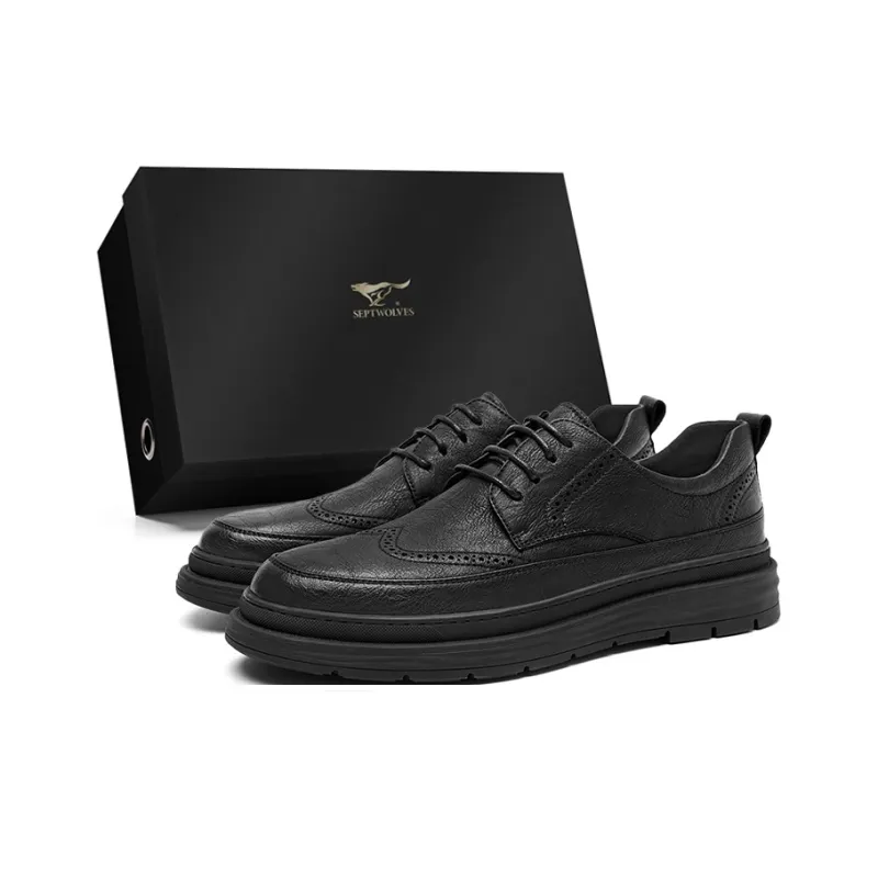 SEPTWOLVES Dress Shoes Men Low Top Black/Khaki-1