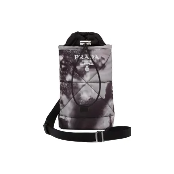 PRADA Recycled Nylon Crossbody Bags Cell Phone Pouch Men's Cloud Gray