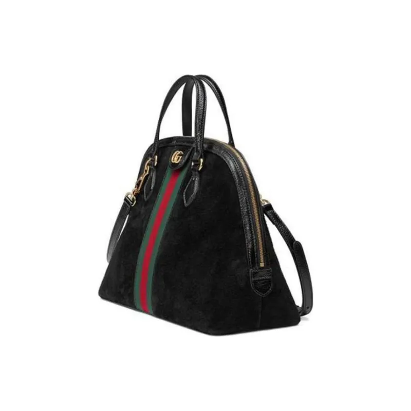 GUCCI Ophidia Canvas With Leather Trim Dome Bag Shoulder Bag Crossbody Bag Handbag Medium Size Women's Black-1