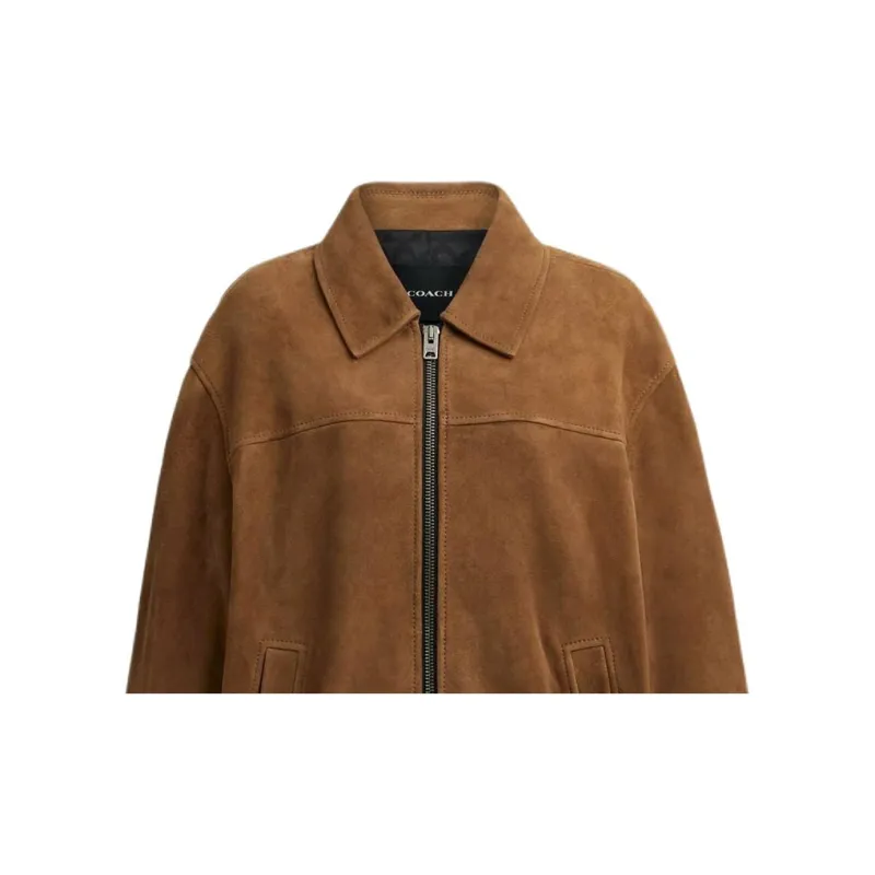 COACH Oversized Suede Jacket Jackets & Coats Women's Brown-4