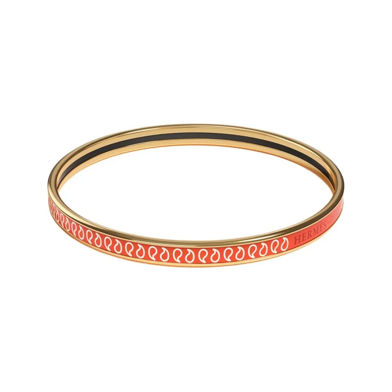 HERMES Gold Plated Bangles Unisex Red-1