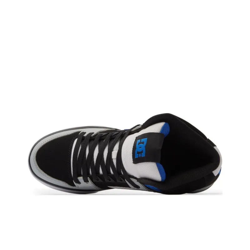 DC Shoes Pure SE Slip Resistant High Top Skateboard Shoes Men's Black White Blue-3