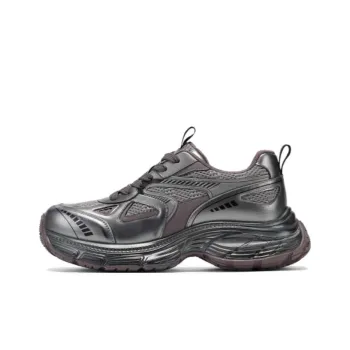 GG CC Slip Resistant Low Top Chunky Sneakers Women's Silver Gray